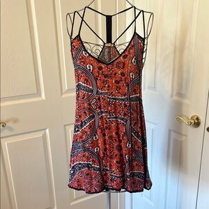 En Creme Red and Blue Sundress Sleeveless Mini